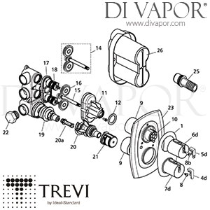 Trevi Outline A3700 Built-In Thermostatic Shower Valve Spare Parts - IDL DV 354